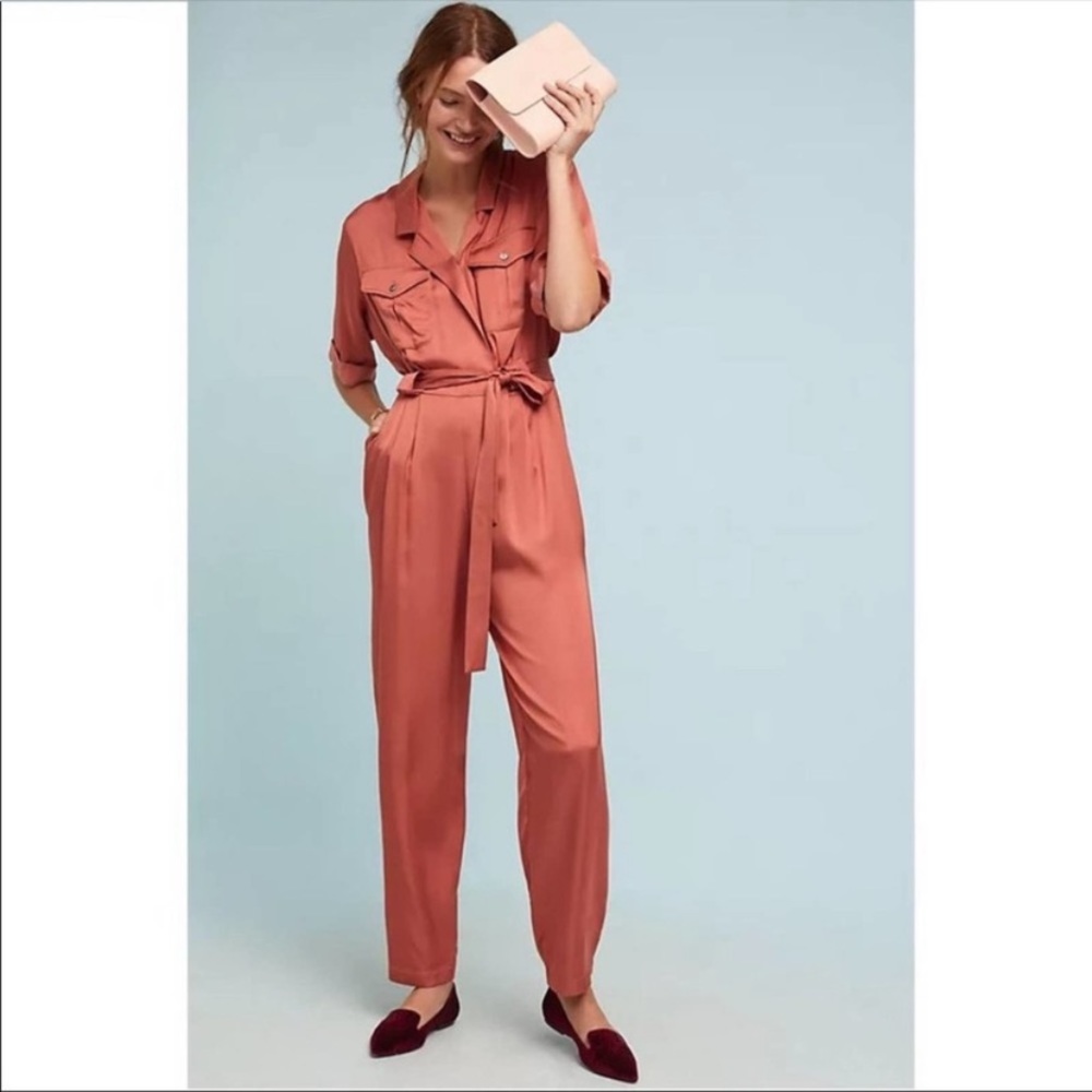 Anthropologie Dolan Silk Charlie Utility Jumpsuit Sz M